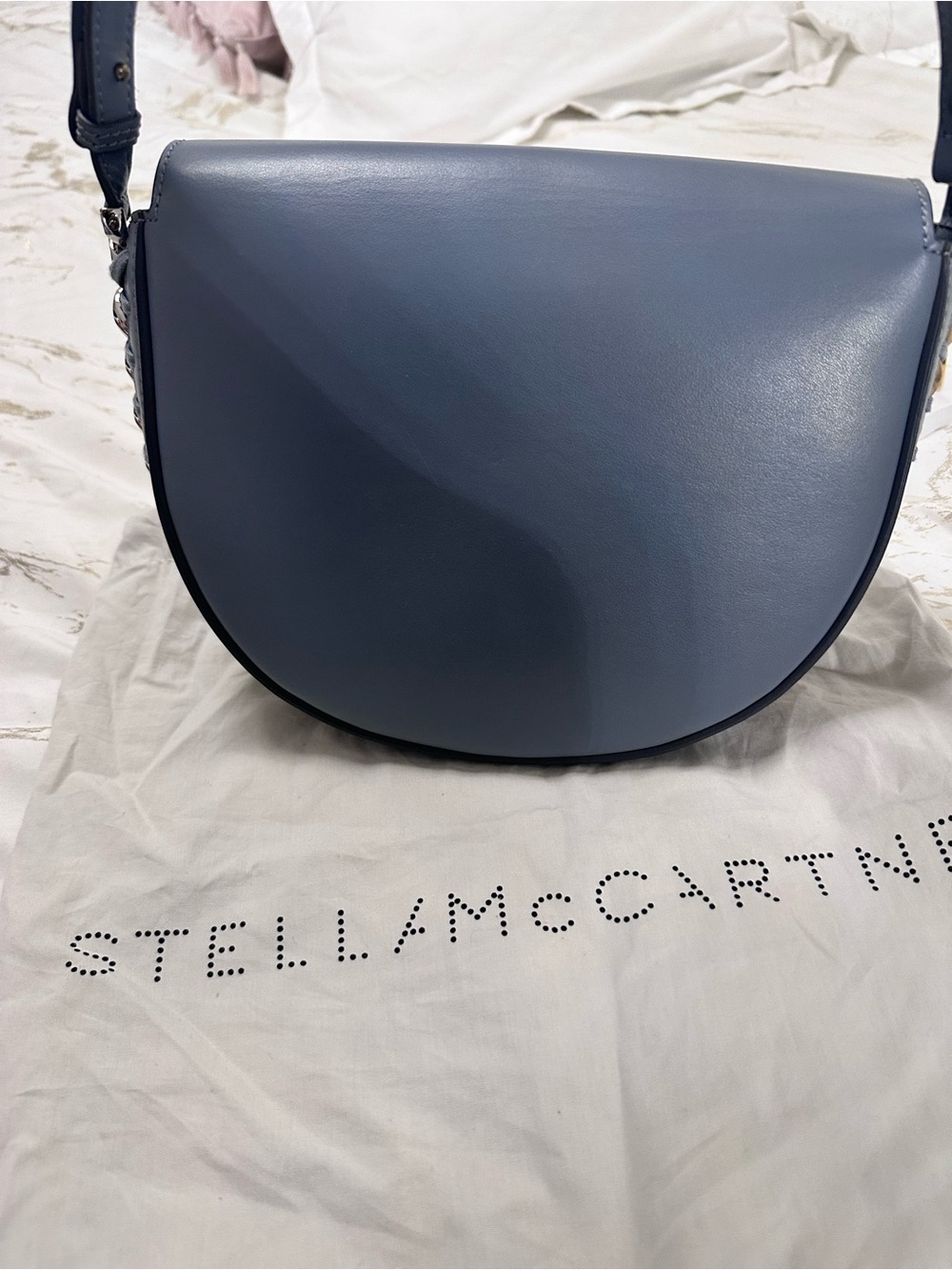 Stella McCartney Slate Blue Half-Moon Crossbody Bag